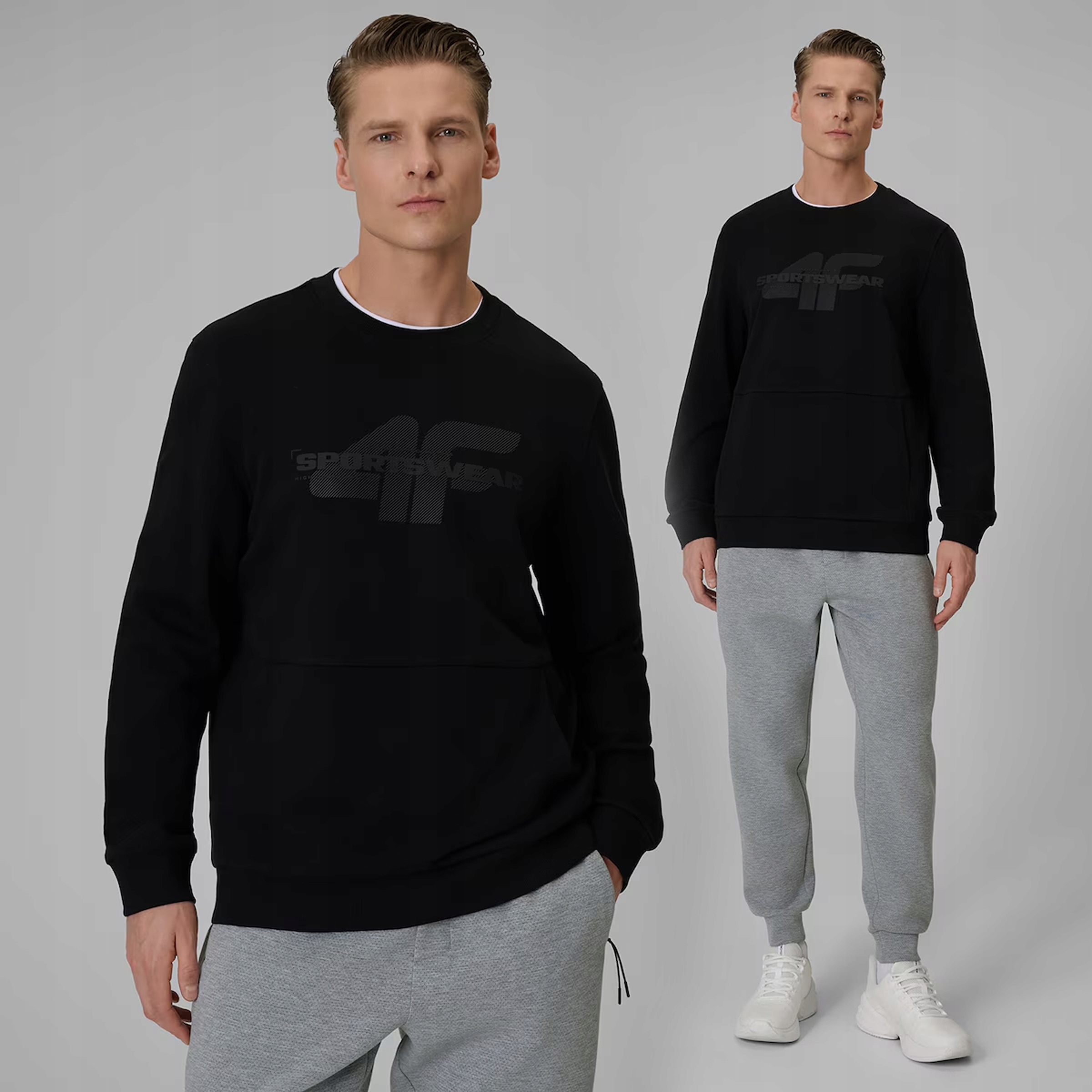 Bluza Męska 4F Sportowa Regular Bez Kaptura Dresowa Z Logo Czarna M