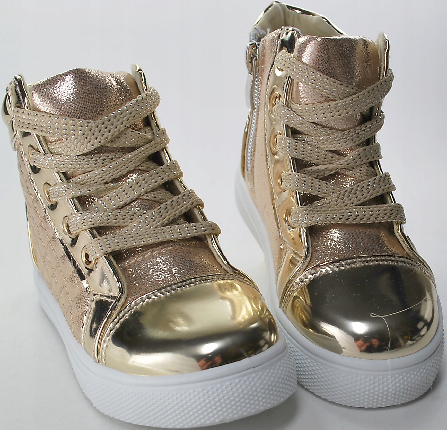 WYPRZEDAŻ ZŁOTE SPORTOWE SNEAKERSY dla dziewczynki BOTKI na suwak r 35 Marka bez marki