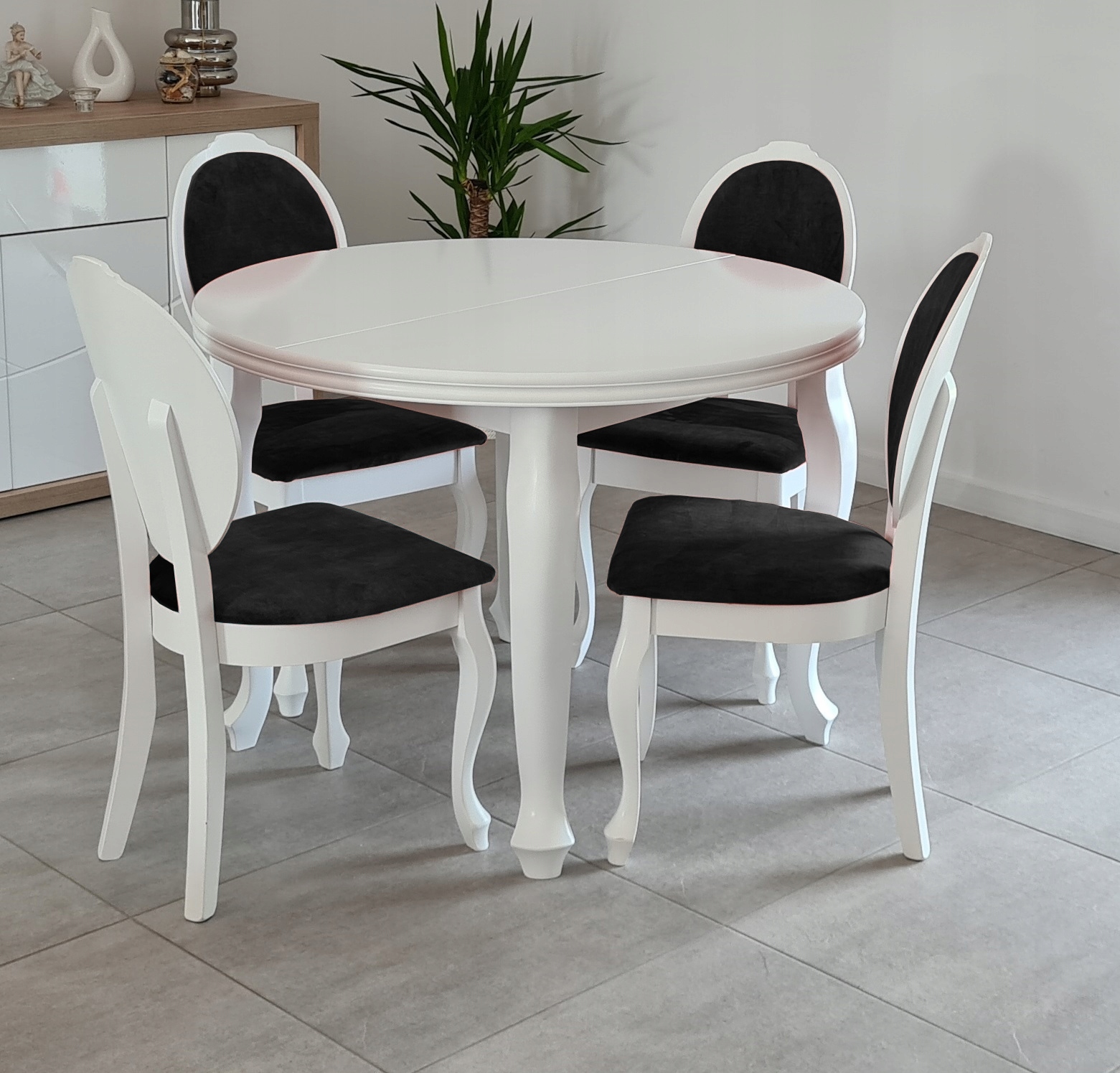 ZESTAW GLAMOUR STÓŁ OKRĄGŁY + 4 KRZESŁA LUDWIK