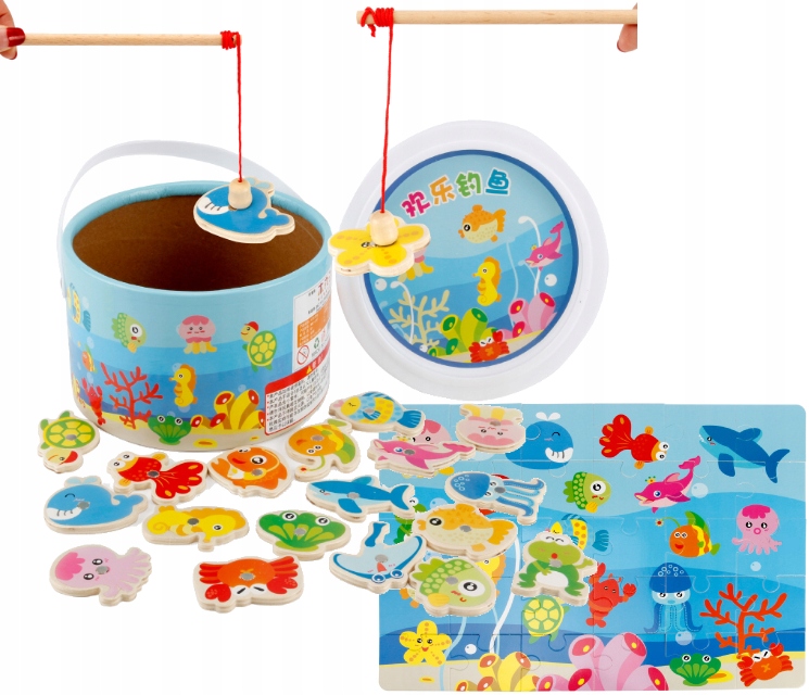 

Gra Łowienie Rybek Magnes Puzzle 2 Wędki Drewniane