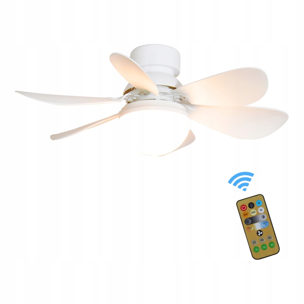 2V1 Led Žárovka 12W E27 S Větrákem 42 CM Ventilátor Stropní Svítidlo Dálkový Ovladač