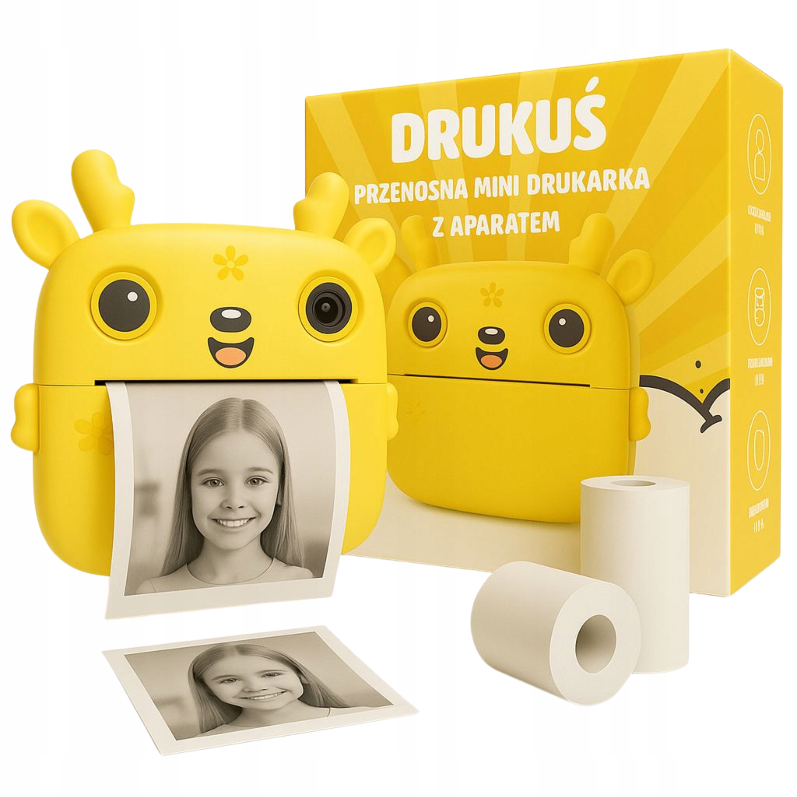 PRUKUS 3.0 PRO ЖЕЛТЫЙ ОЛЕНЬ МИНИ-КАМЕРА ТЕРМОПРИНТЕР 3 РУЛОНА БЕСПЛАТНО