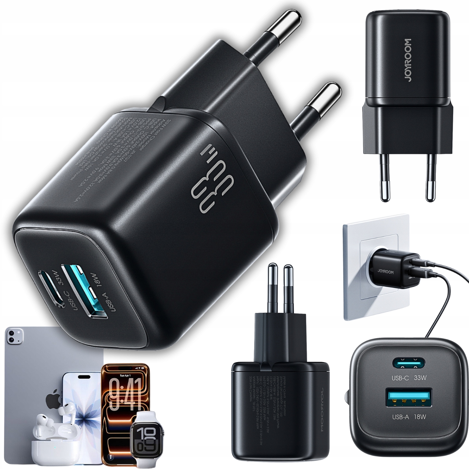 Ładowarka sieciowa Joyroom JR-TG7 33W Usb-a Usb-c czarna