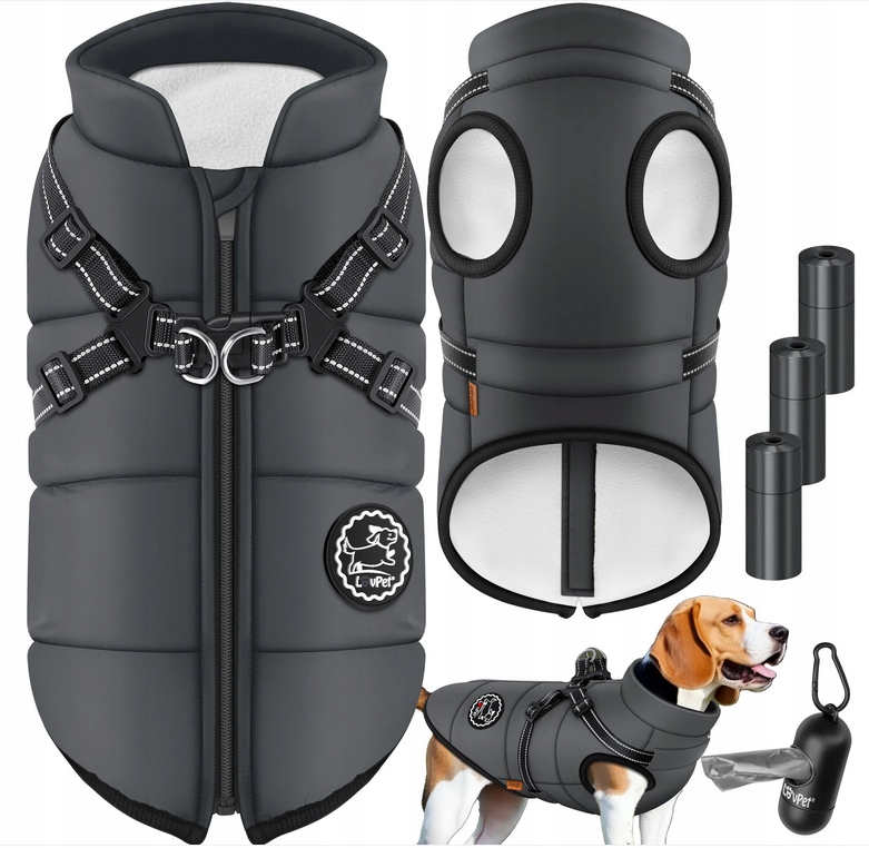 Levně Bunda Obleček Pro Psa Lovpet Šedá Antracit 3XL Hmotnost Psa 14-20 Kg