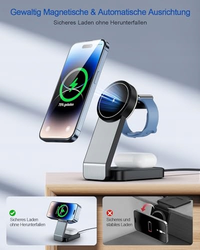 MAGSAFE Składana Ładowarka Bezprzewodowa iPhone Apple Watch AirPods 3w1 — miniatura 2