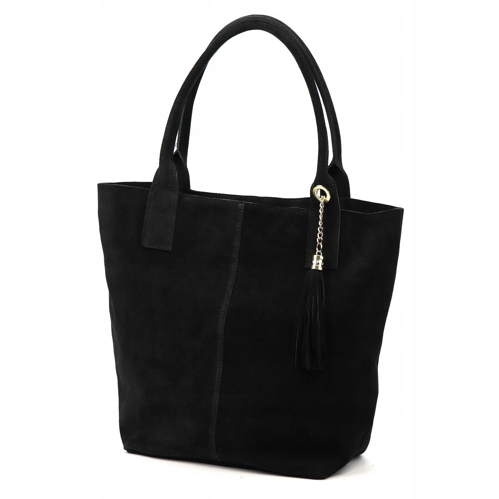 Dámská shopper kabelka z semišové kůže černá A4 Luka