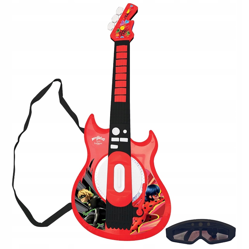 Lexibook Miraculous Biedronka i Czarny Kot Elektryczna Gitara dla dzieci