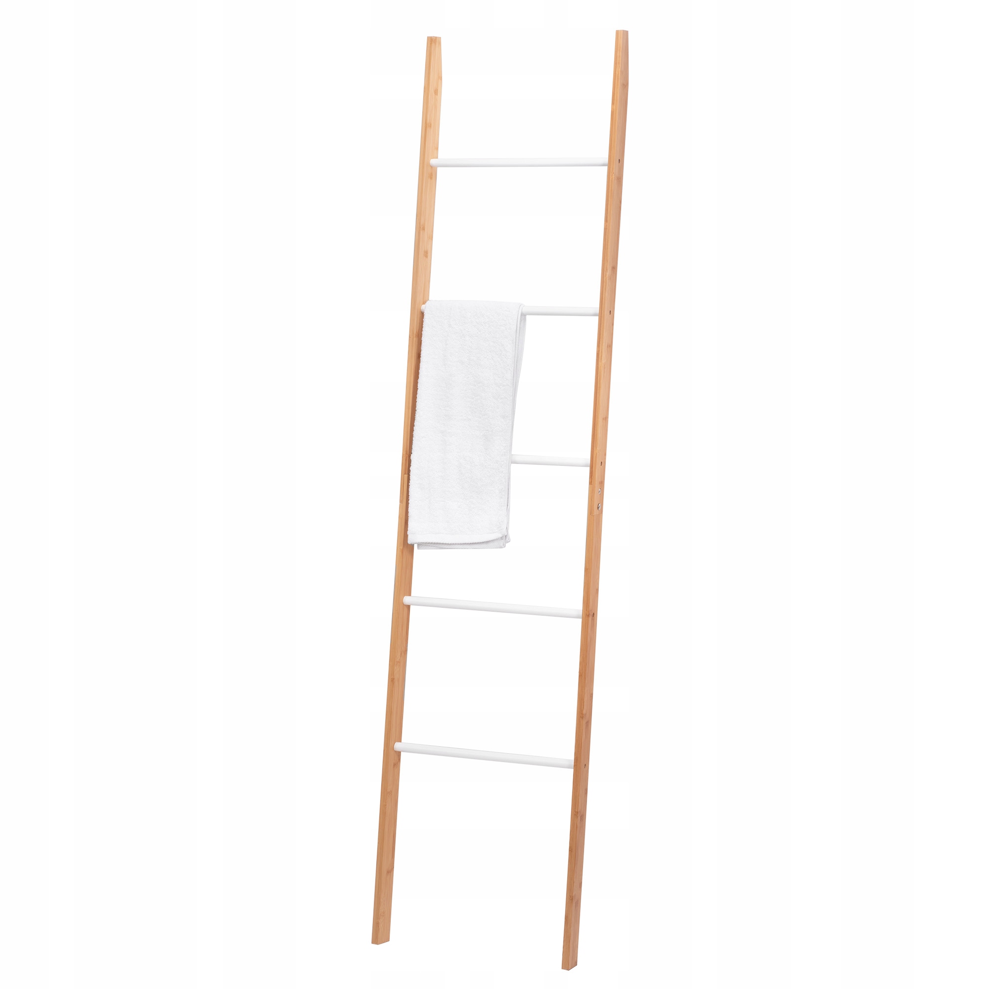 DRABINKA WIESZAK NA RĘCZNIKI PÓŁKA BAMBUSOWA WYSOKA 186cm Głębokość mebla 5 cm