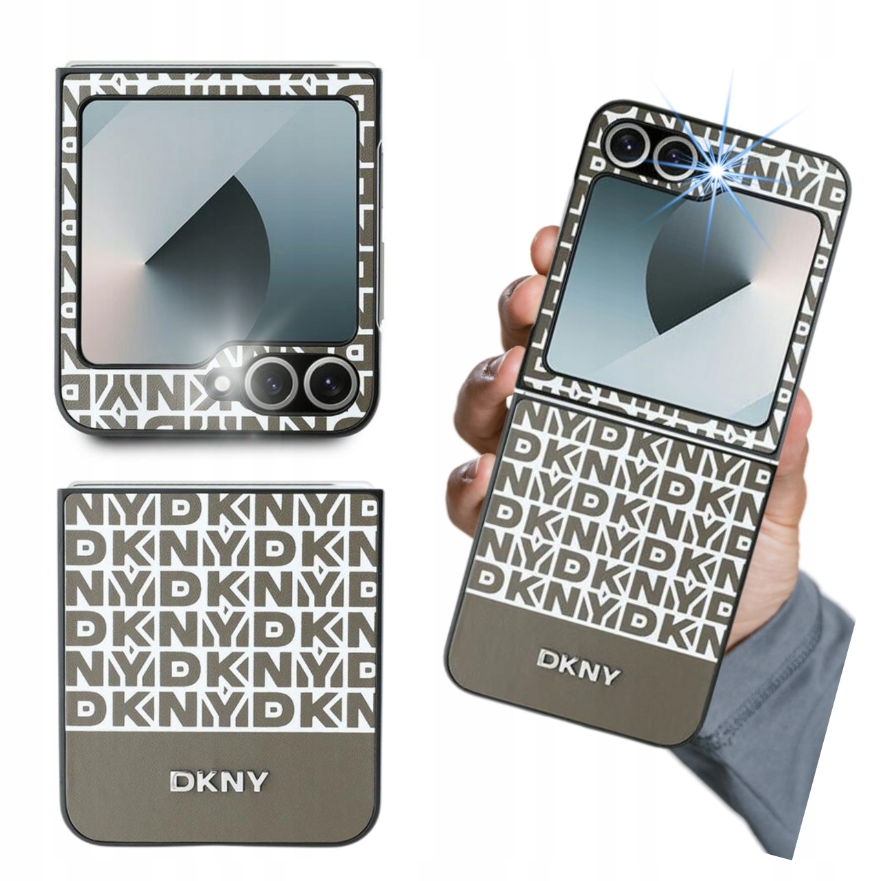 Etui Dkny Repeat Pattern Bottom Stripe do Galaxy Z Flip6, Stylowe, Case