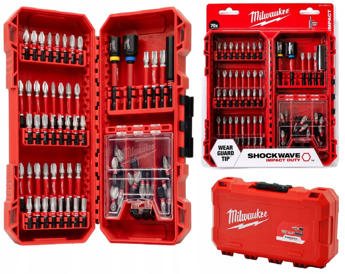 Milwaukee Zestaw bitów udarowych końcówek bity Ph Pz Torx 70 sztuk uchwyt