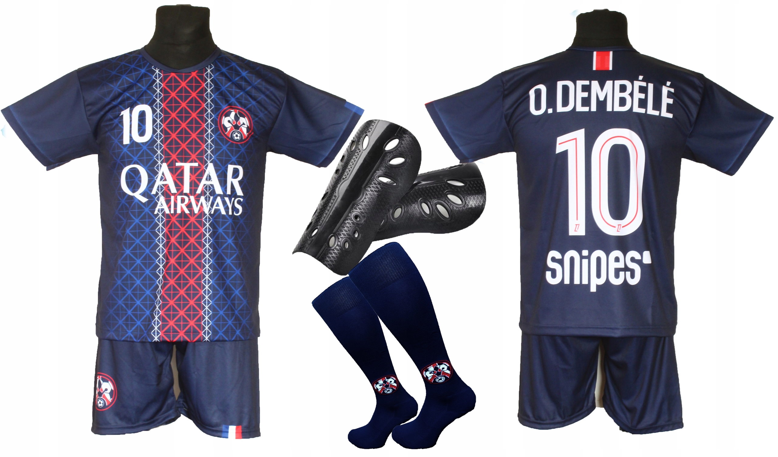 Fotbalové oblečení Dembele tričko kraťasy štulpny chrániče 128