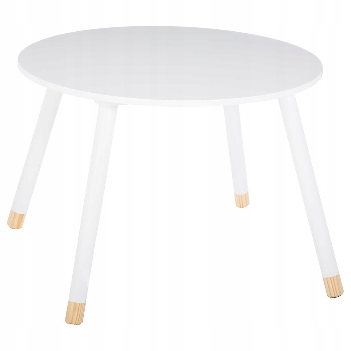 Stolik Dla Dzieci Biały Okrągły Do Pokoju Dziecięcego Minimalistyczny 43X60