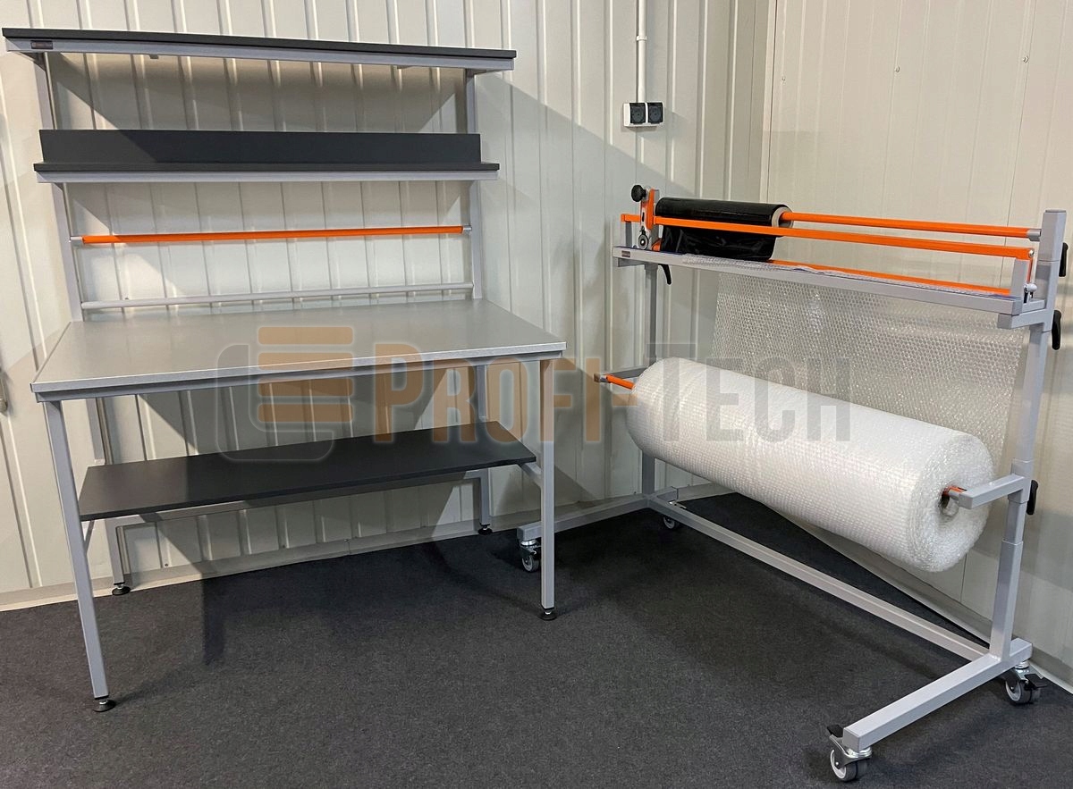 Zestaw do pakowania e-comerce Stół do pakowania i stojak mobilny na folię