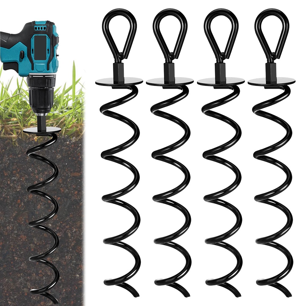 4X Kotva Pro Upevnění Trampolíny Kotvy Pro Upevnění Stanů 40 CM Černá