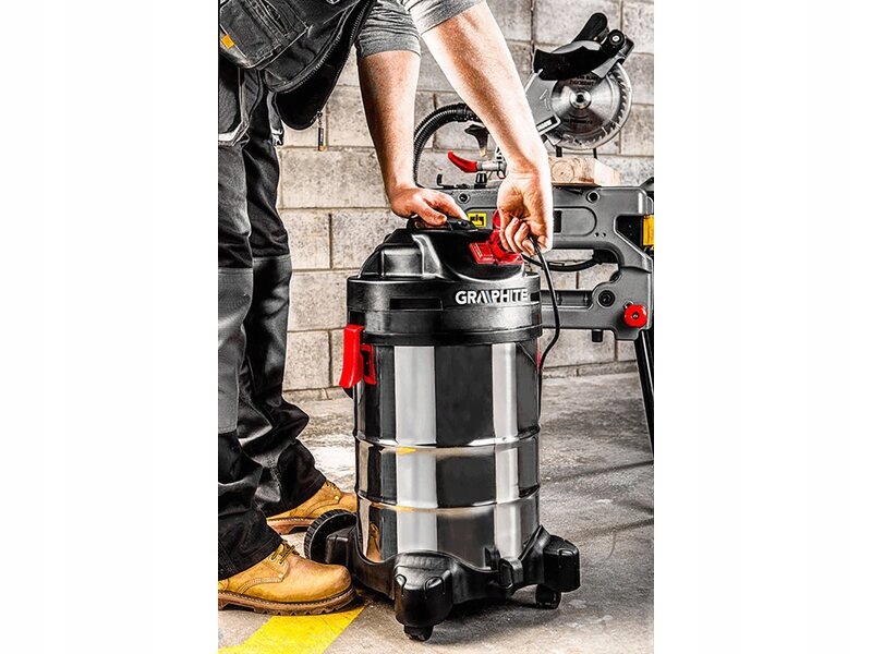 Odkurzacz przemysłowy Graphite 1500 W 59G607 Zasięg pracy 4 m