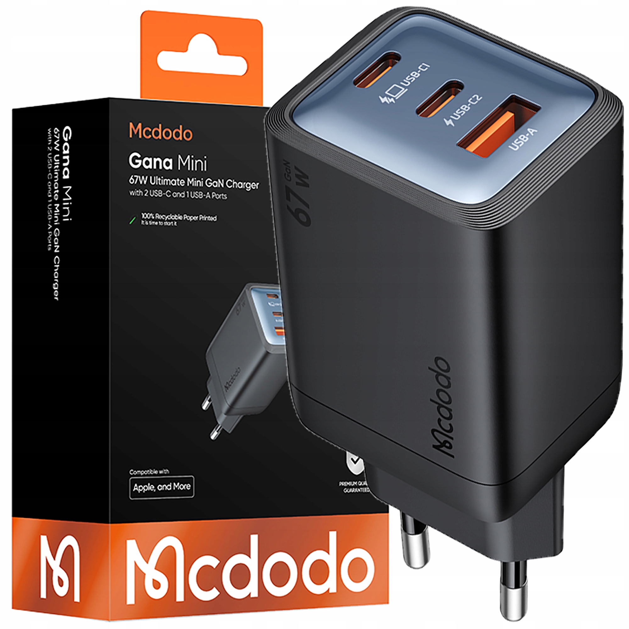 Mcdodo Rychlá Síťová Nabíječka Napájecí Adaptér Kostka 3X Usb-c Pd Usb-a Gan 67W