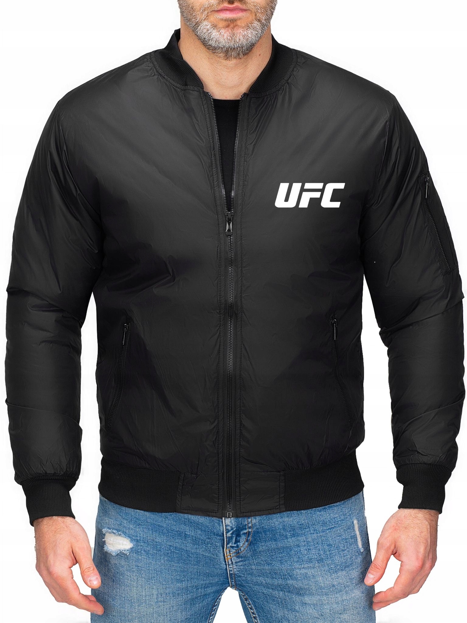 Pánská Bomber Bunda Bomber Přechodová Péřová Ufc Černá M