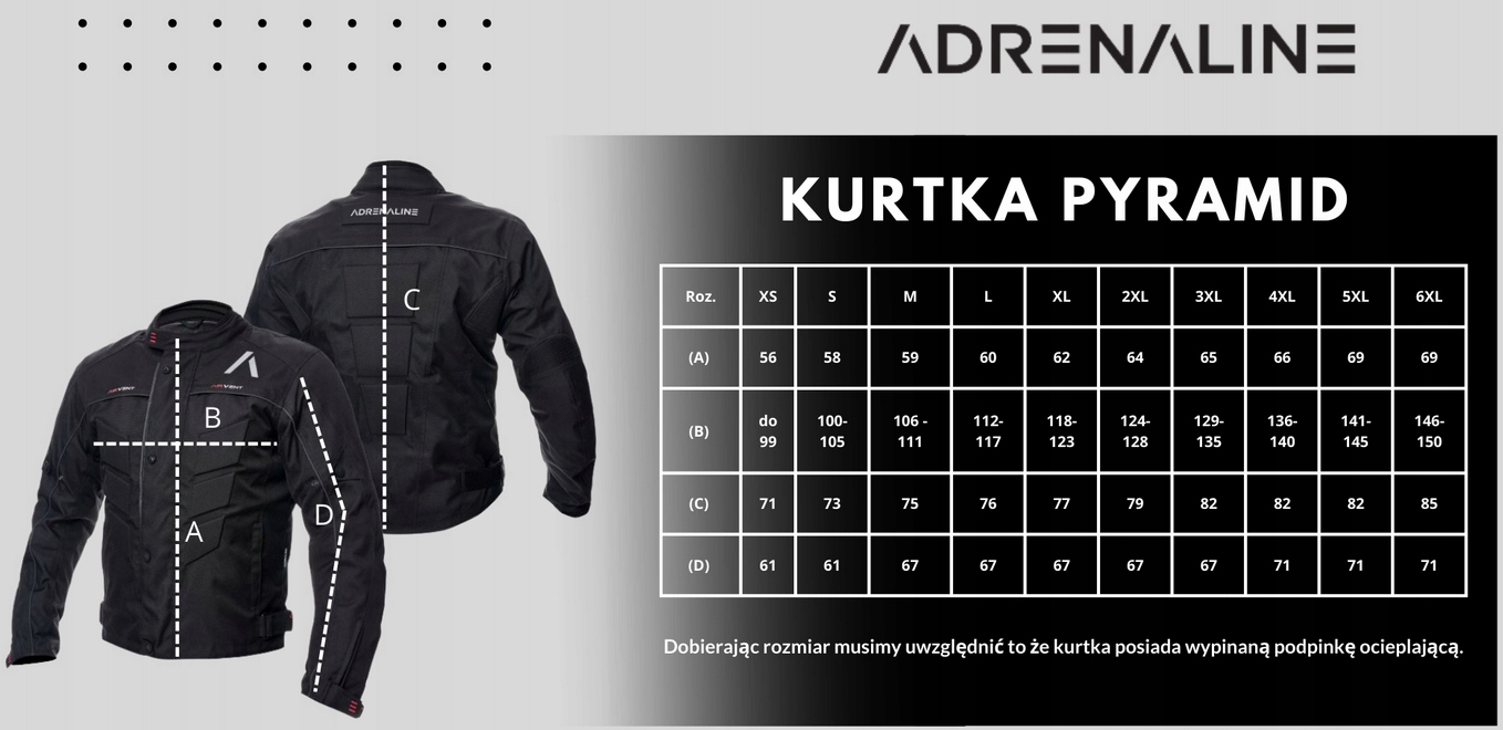 KURTKA MOTOCYKLOWA MĘSKA TEKSTYLNA ADRENALINE PYRAMID 2.0 PPE CZARNA 6XL Model PYRAMID 2.0