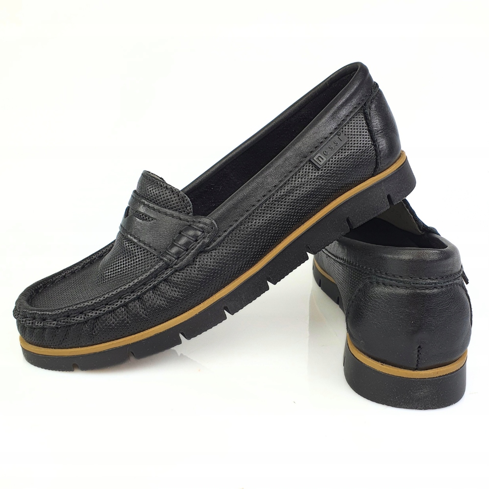 Nessi 76506 765 mokasyny czarne z wzorem skóra r. 41 Rozmiar 41