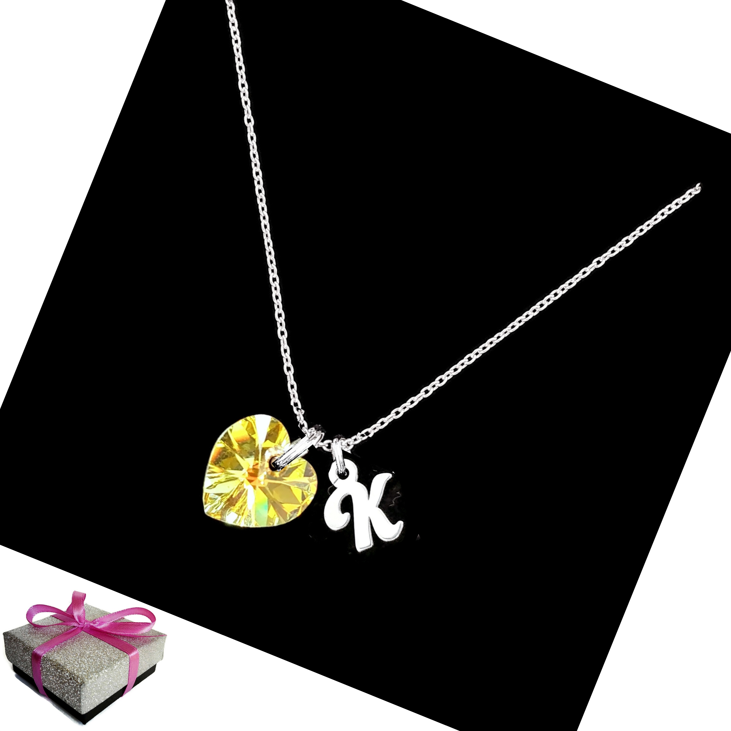 

Naszyjnik Litera Literka K + Swarovski Srebro 925