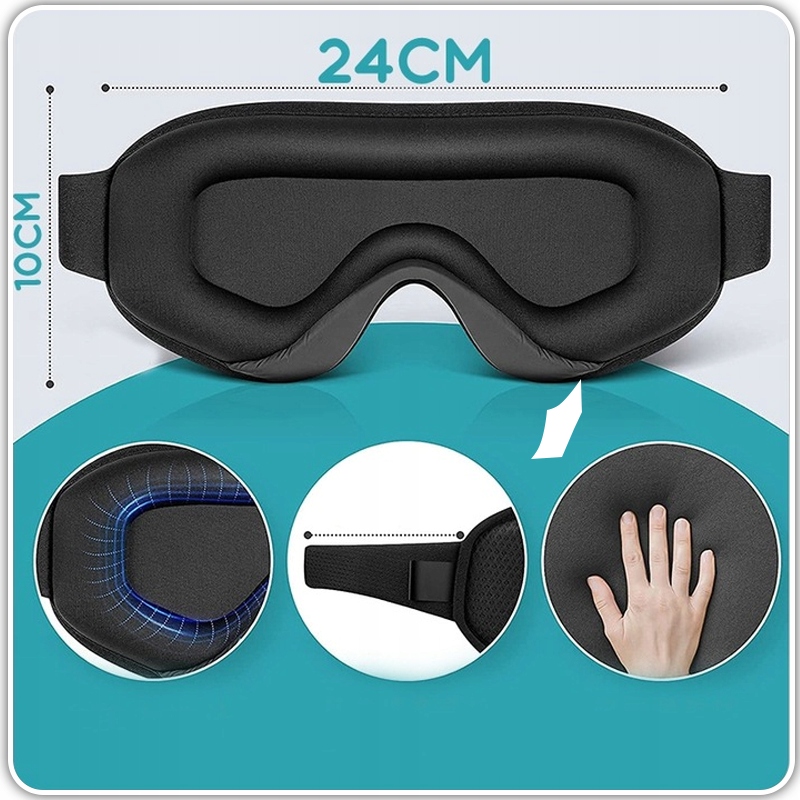 OPASKA NA OCZY DO SPANIA 3D MASKA ZACIEMNIAJĄCA REGULOWANA JAKOŚĆ PREMIUM Kod producenta 5904988132201