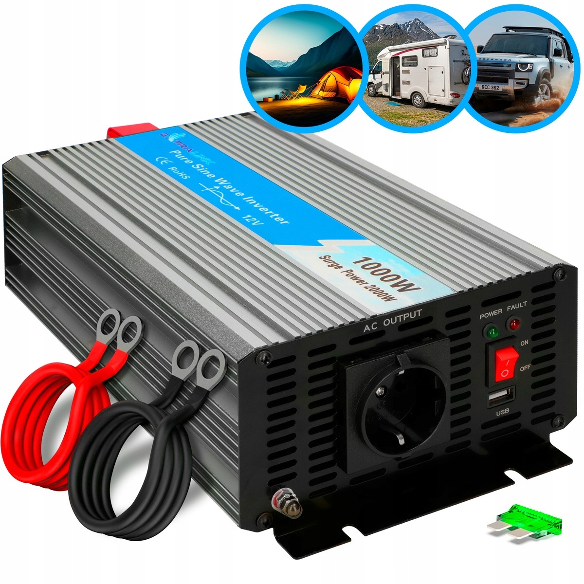 Extralink OPIP-1000W Menič napätia 12V 230W, 1000W, čistý si