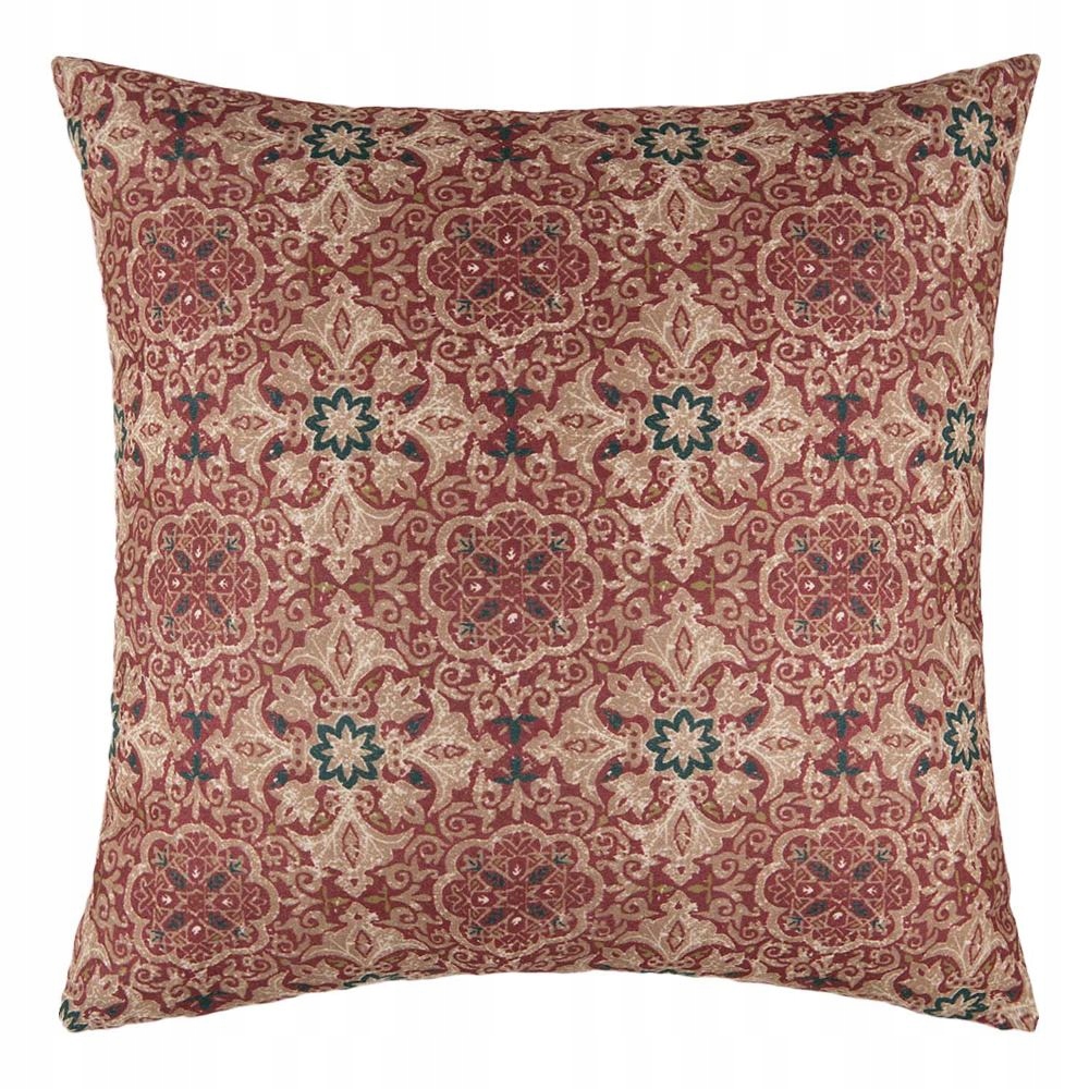 Poszewka dekoracyjna 43x43 gruba tkanina zamszowa kolor ciemny różowy wzór