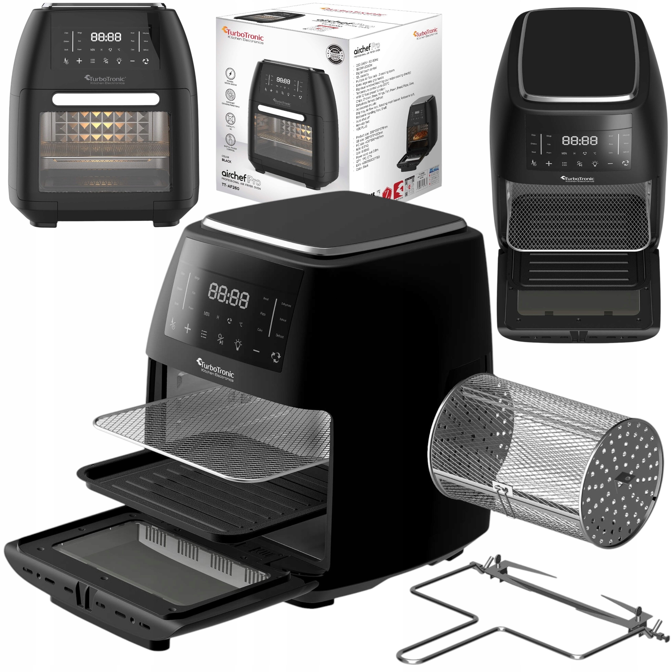 Mini Trouba Fritéza Bez Tuku Fritéza Rožeň Gril 12L 1800W