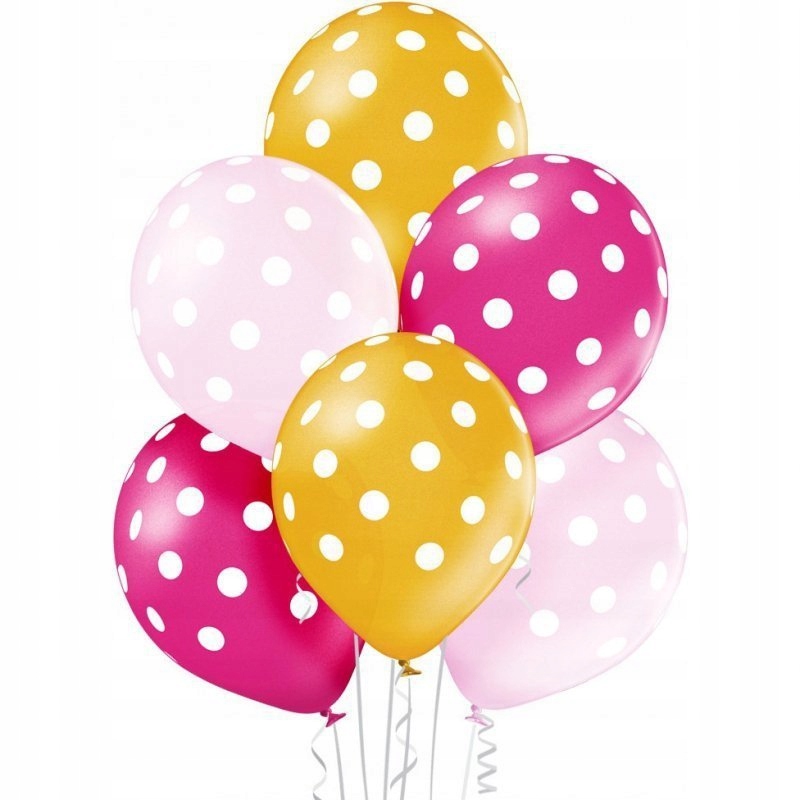 balony kropki metalizowane dla dziewczynki 6 szt. BN06-329 — 3
