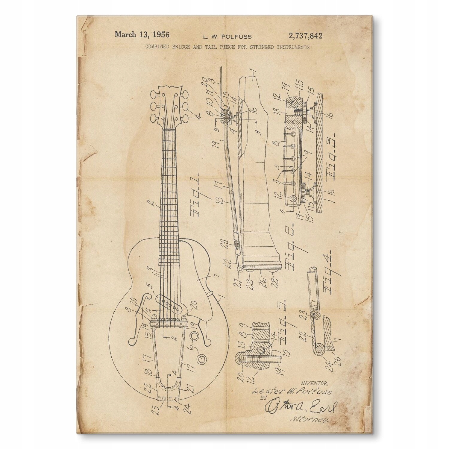 Kovový plakát Electric string Retro Dárek 22 x 31 cm
