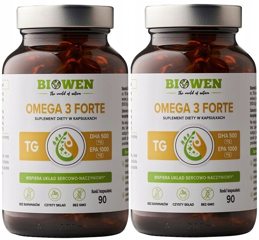 Biowen Omega 3 Forte Epa 1000 mg Dha 500 mg 180 kapsłek Serce Mózg Pamięć