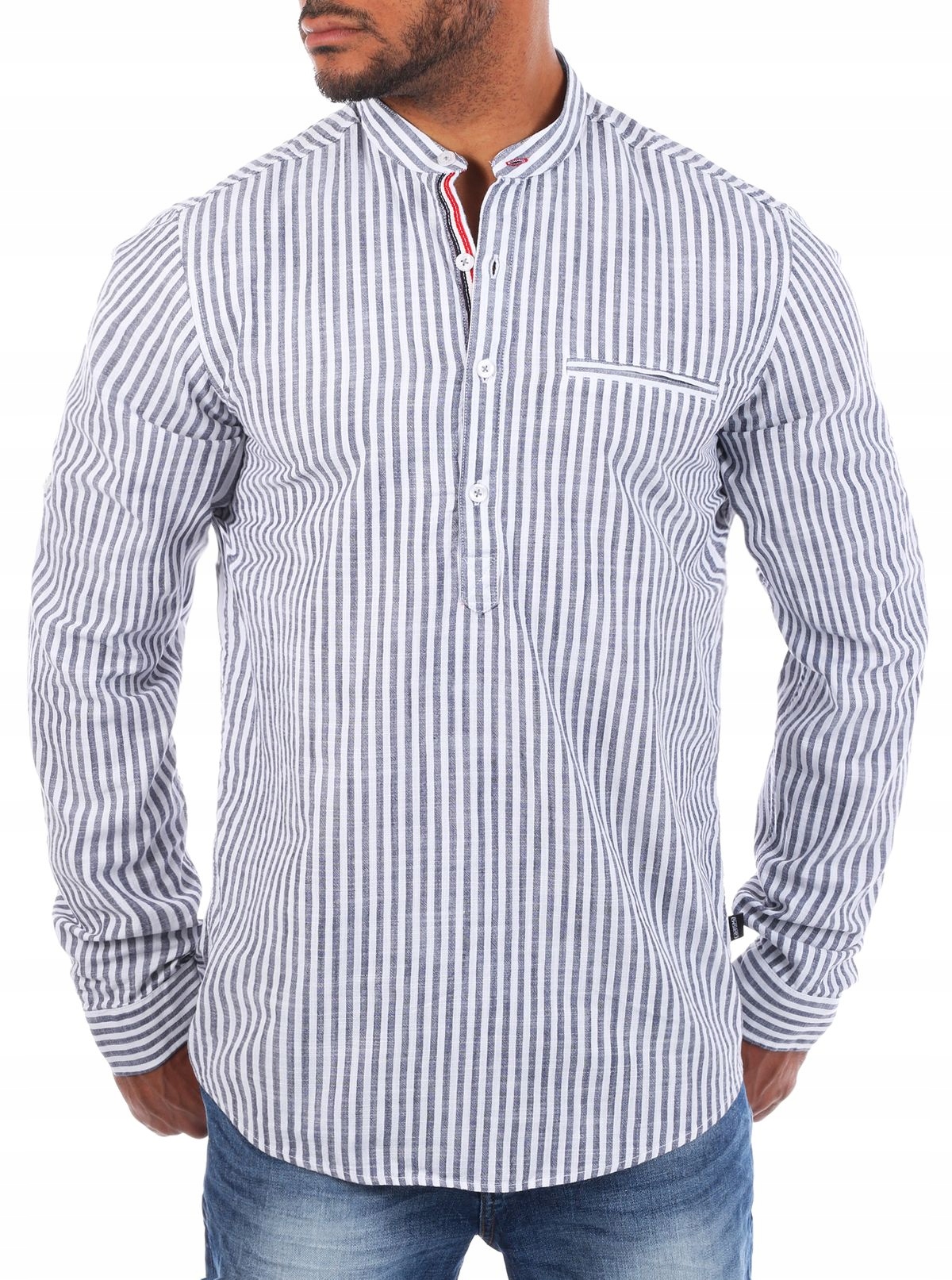 Prodyšná Košile Na Léto Lněná S Pruhy XL