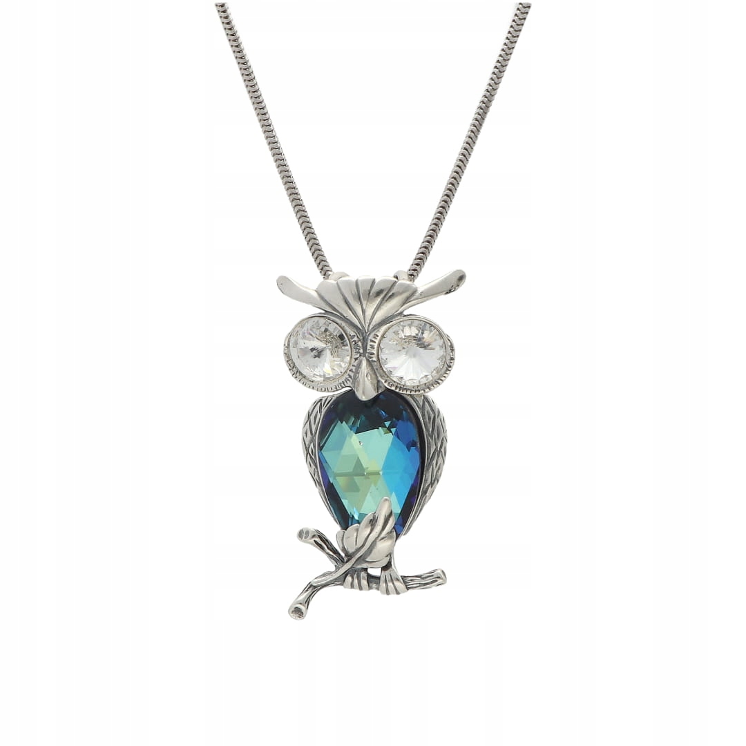 Přívěsek sova s modrým krystalem Swarovski