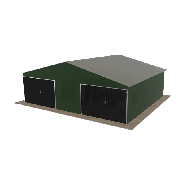 Plechová garáž 8x7 m dvoupolohová, dvoupolohová, zelená