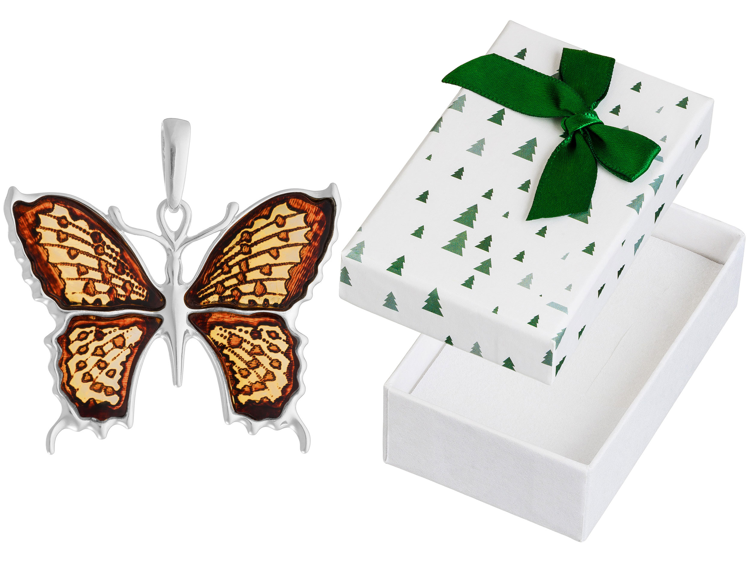 Velký stříbrný přívěsek Motýl s jantarem Přívěsek Motýlek Stříbrný přívěsek