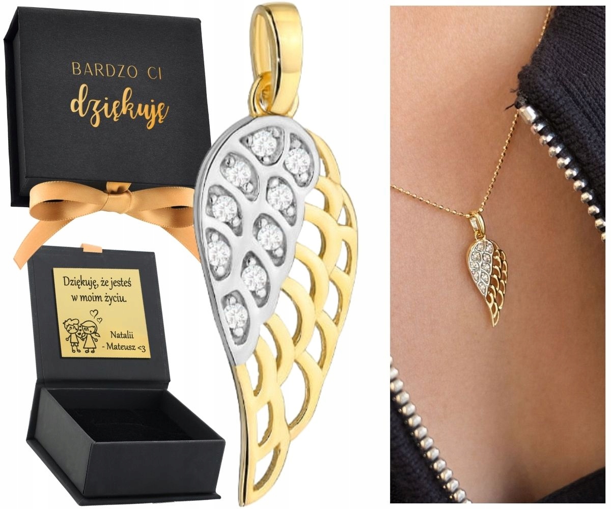 Zlatý přívěsek Přívěsek Křídlo Andělské křídlo Dvě barvy Zlatá 585