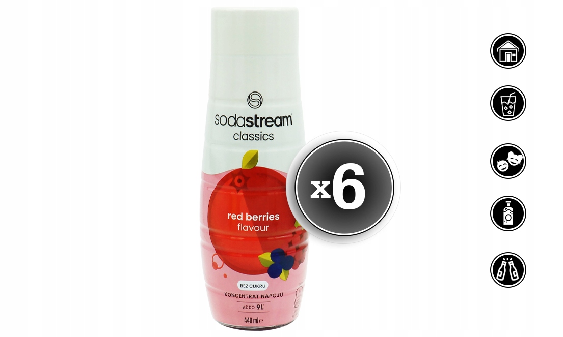 6x SYROP KONCENTRAT SODASTREAM RED BERRIES OWOCE LEŚNE 9L NAPOJU Z 440ML Marka SodaStream