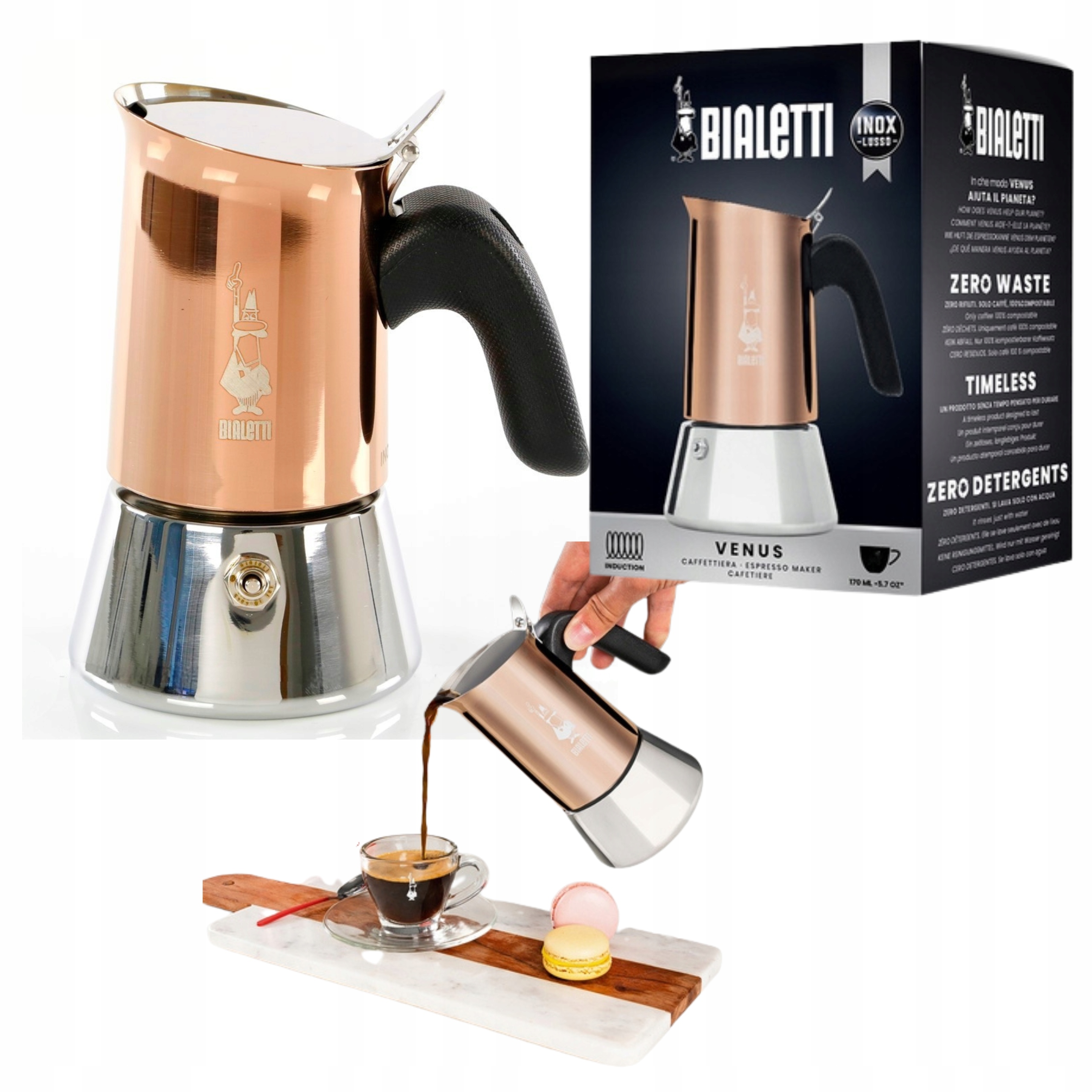 Kawiarka Bialetti New Venus 6tz Miedziana 235ml Indukcja Stal Włochy