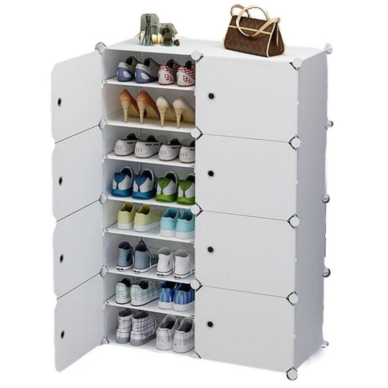 Modulární Skříňka Na Boty 16 Polic Drobný Kontejner Komoda Regál MX4 Bílá