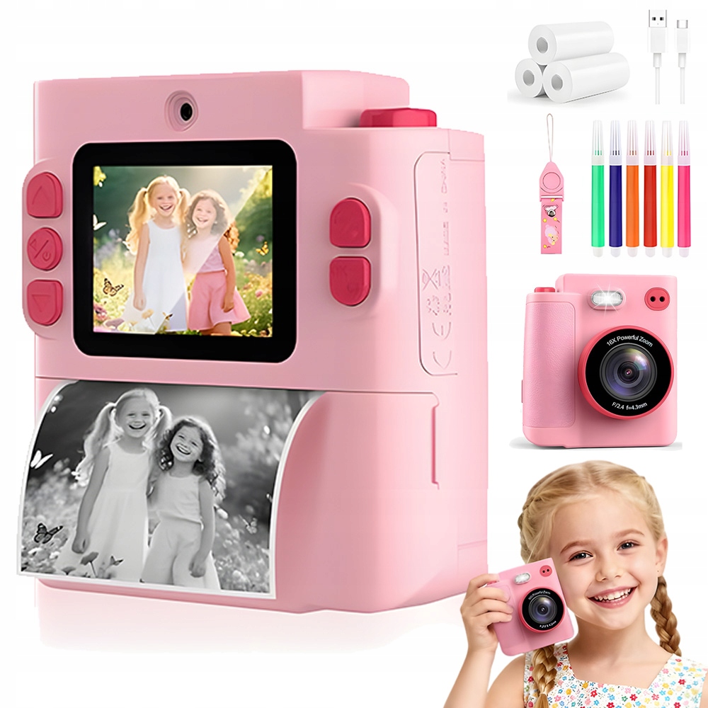 Fotoaparát S Termotiskárnou Pro Děti 1080P 32GB Pink