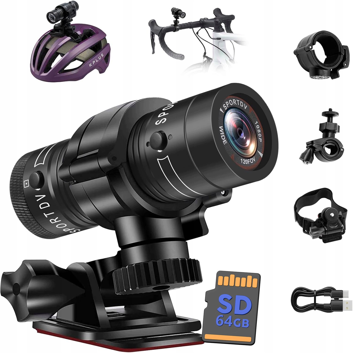 1080P Přenosná Kamera Helmy, Záznamník Cyklistických Lyžařských Sportů