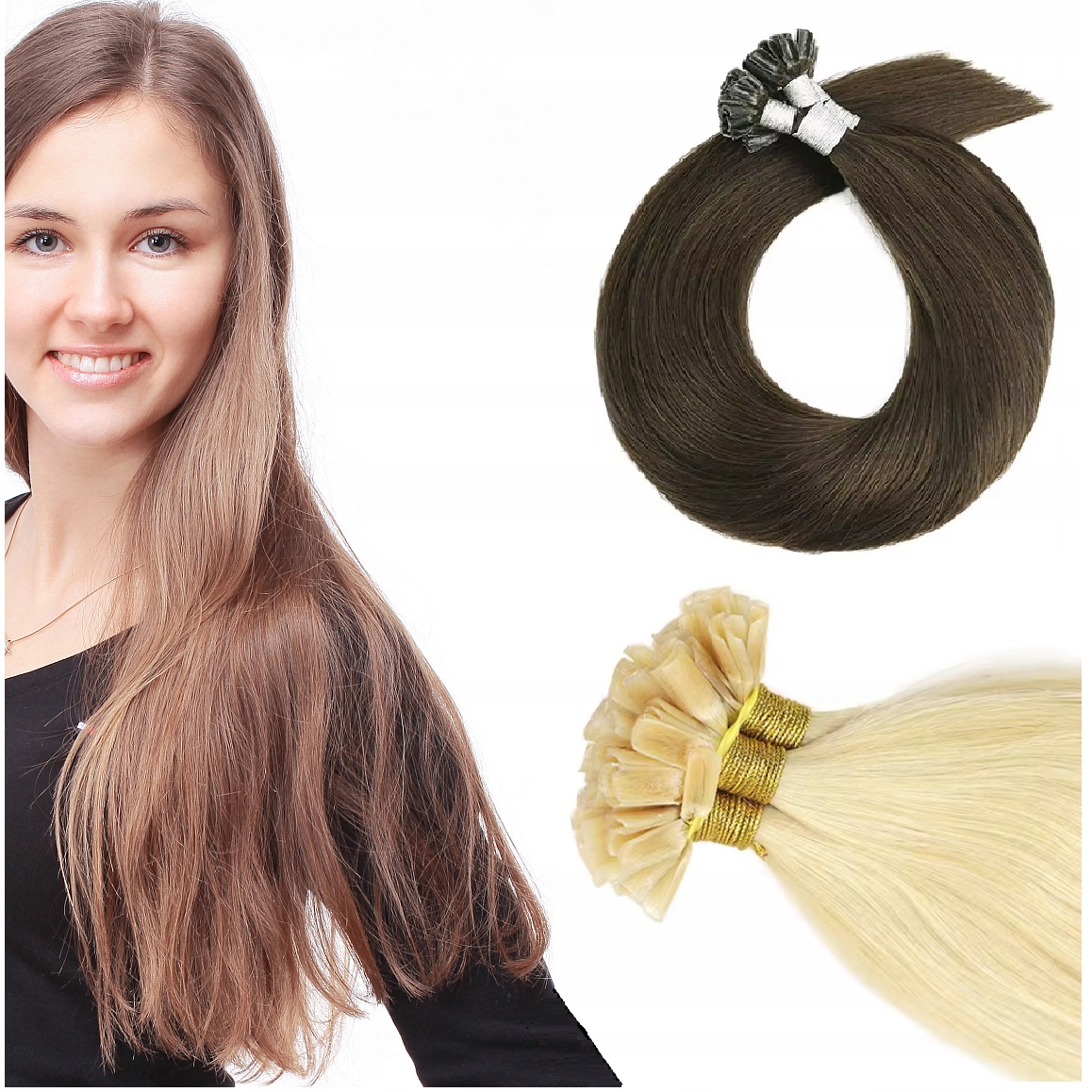 Prémiové Vlasy Na Keratin 1 G 100% Přírodní 50 CM tmavě blond 8