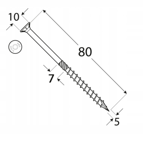 WKRĘTY CIESIELSKIE DO DREWNA CS 5x80 TORX ŁEB STOŻKOWY DOMAX 200 SZTUK Kod producenta 310508