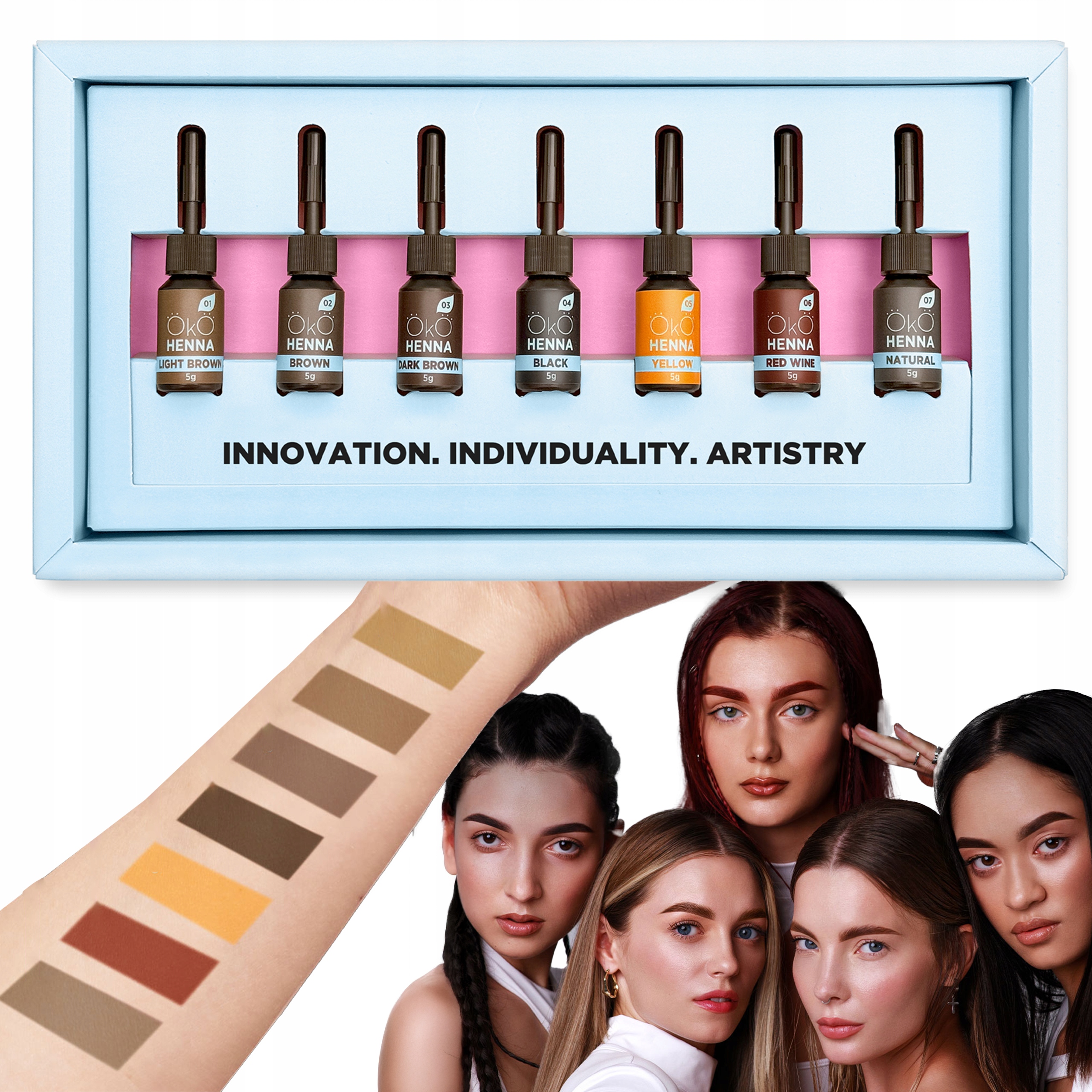 Oko – Sada Henny Power Powder Po 5 G (7 Barev) – Brow Henna Set