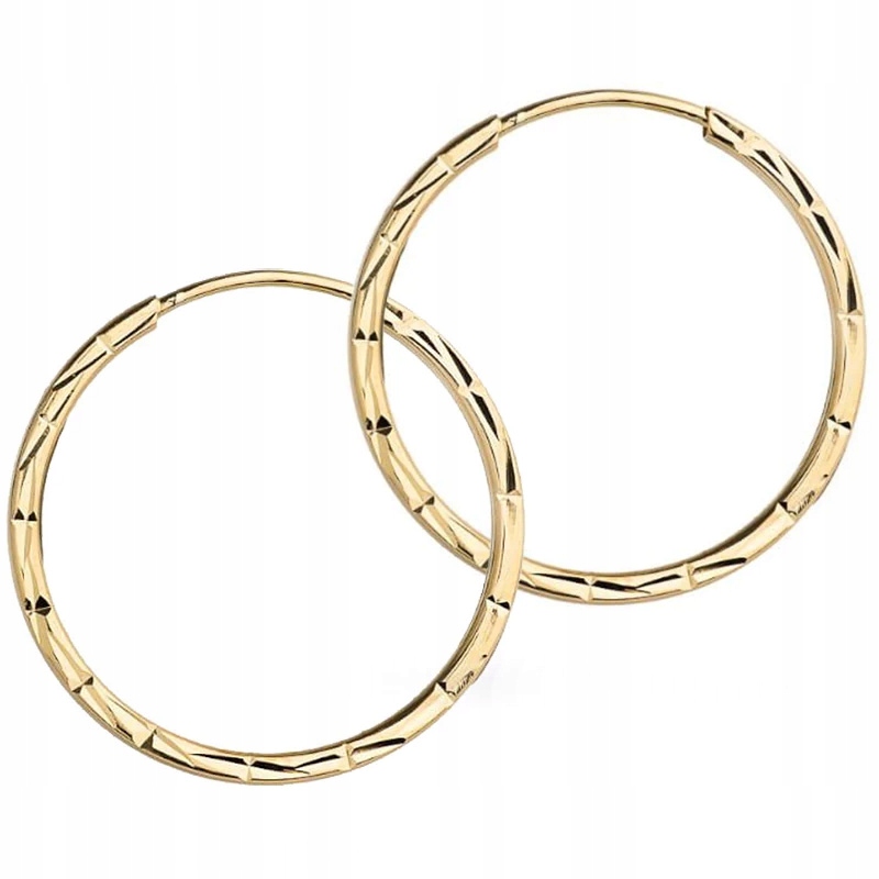 Kulaté Zlaté Náušnice pr. 585 Kolečka Kola 22mm 14k