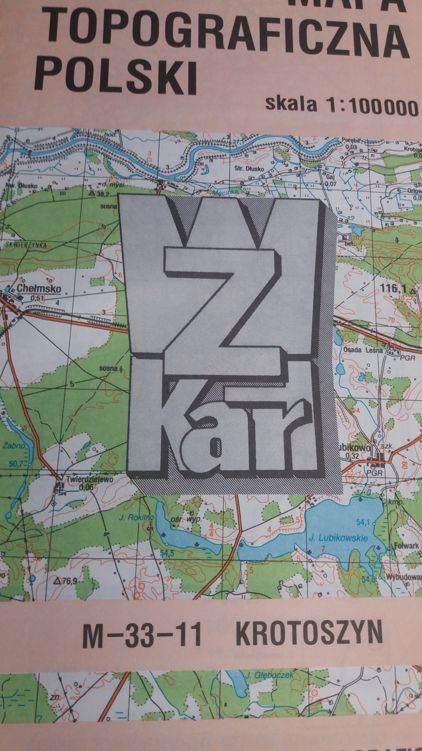 MAPA TOPOGRAFICZNA POLSKI M-33-11 KROTOSZYN 1991