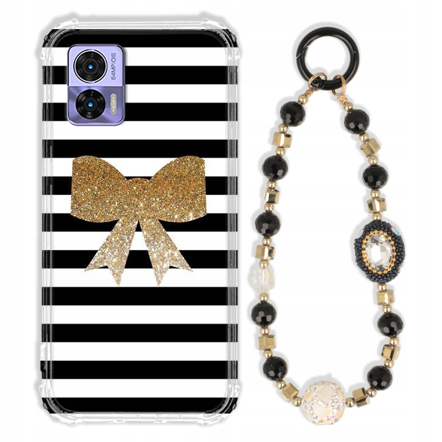 Puzdro Pre Motorola Edge 30 Lite Antishock Zirkóny Čierno Zlaté|pevné|pevné