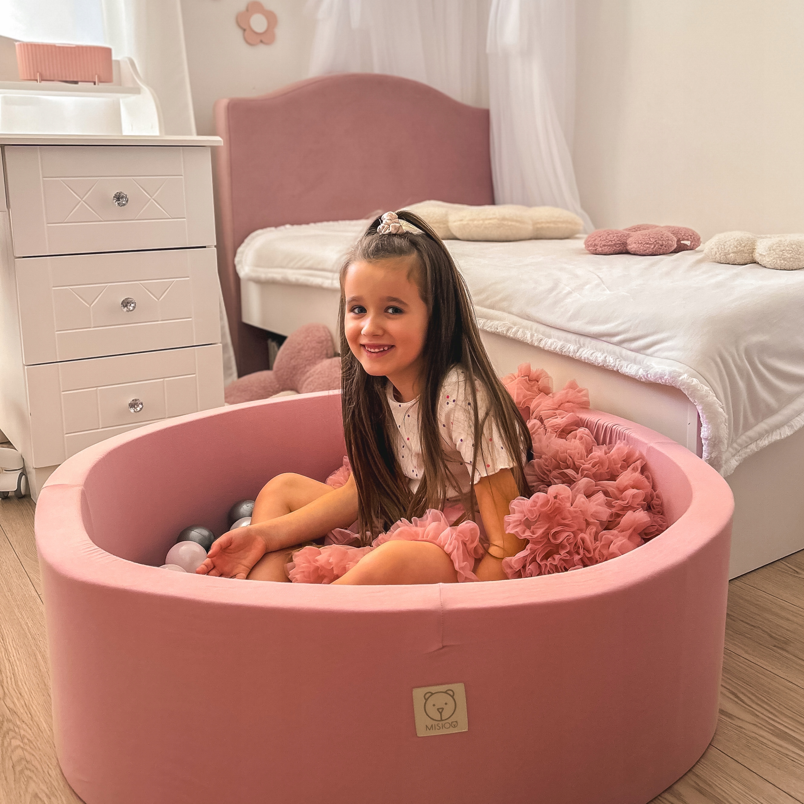 Suchy Basen z Piłkami 90x30 dla Dzieci Różowy Smart 200 piłek MISIOO Certyfikaty, opinie, atesty CE EN 71