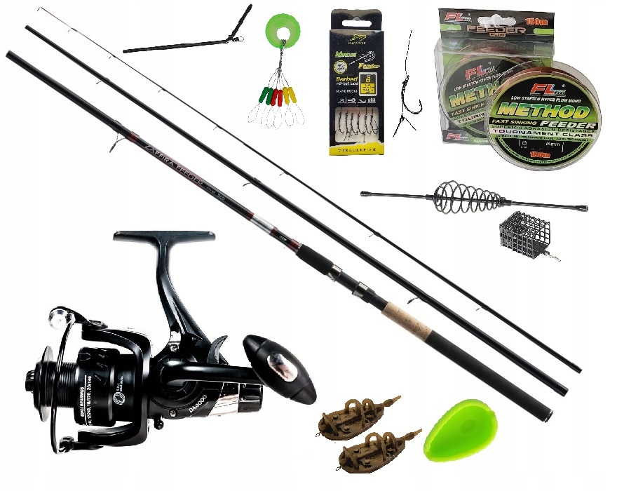 Zestaw wędkarski gruntowy Method Feeder Wędka feeder Jaxon Kołowrotek Żyłka