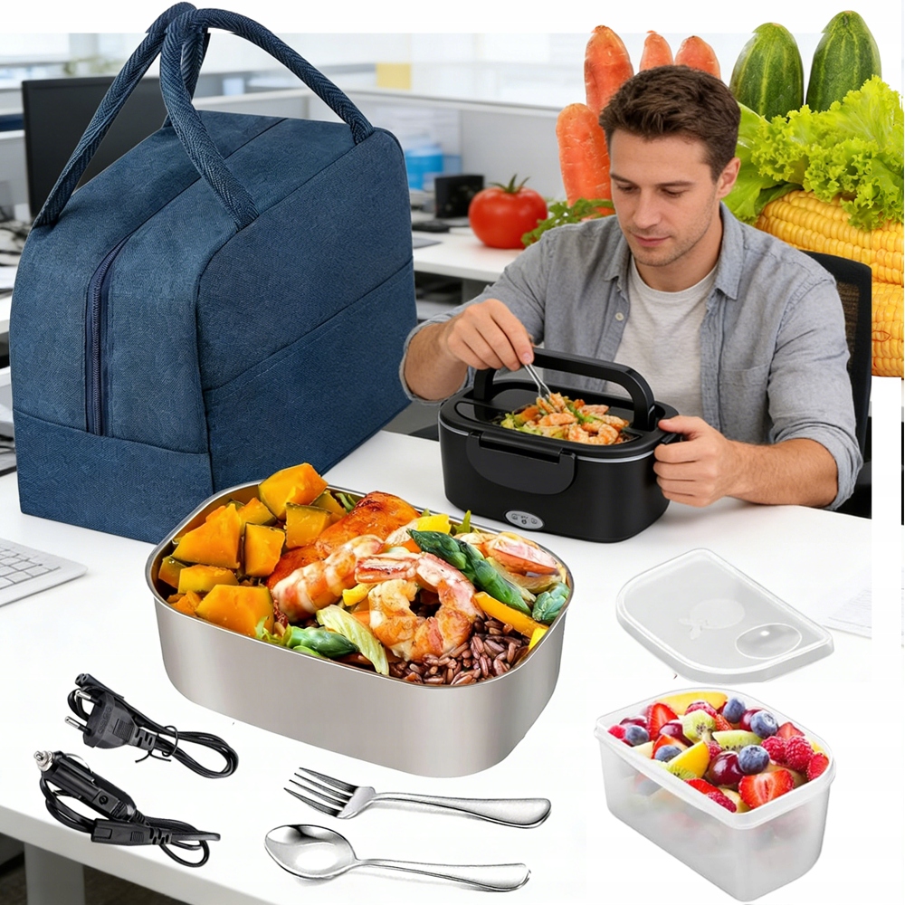 Přenosný Ohřívač Potravin 60W Obědový Box S Termotaškou 1.5 L